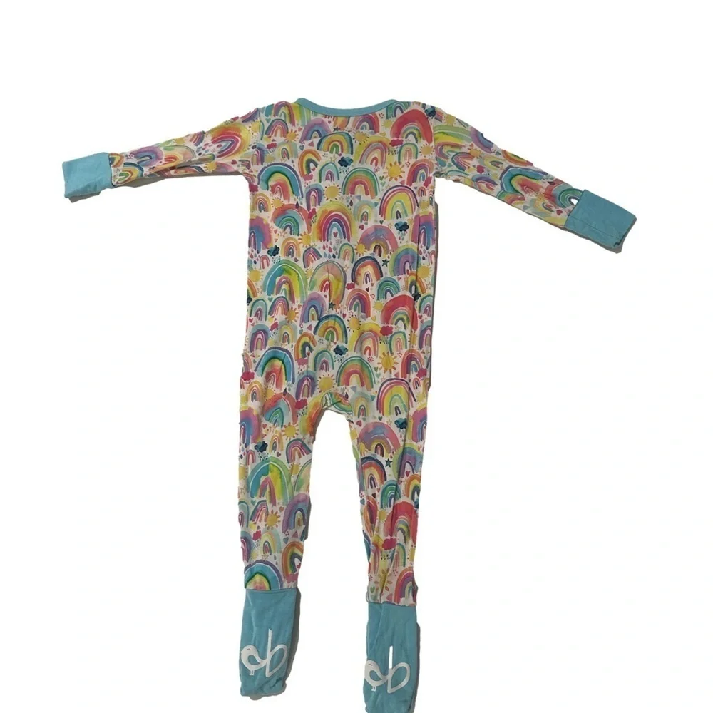 Birdie Bean Bamboo Zipper Pajamas - 6-12M - Rainbow Print - Picture 2 of 3